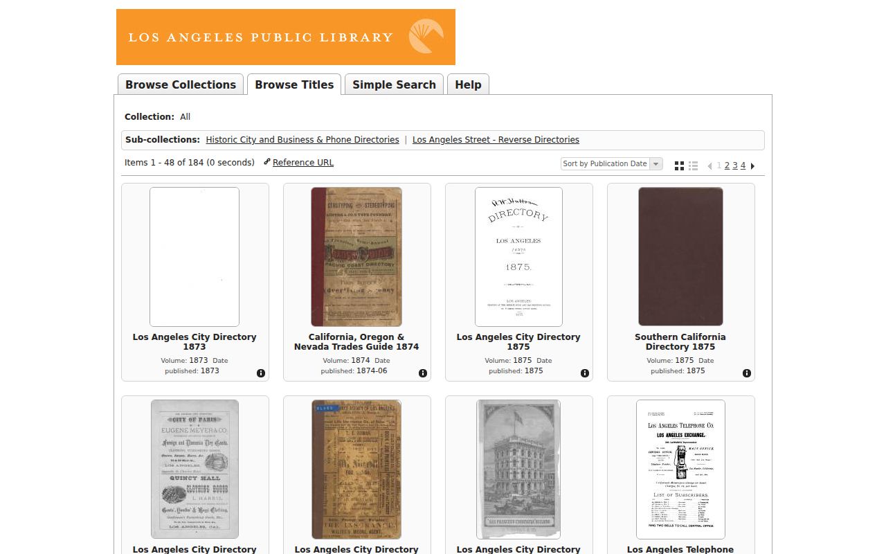 West Hollywood city directory, LAPL historical directory browser