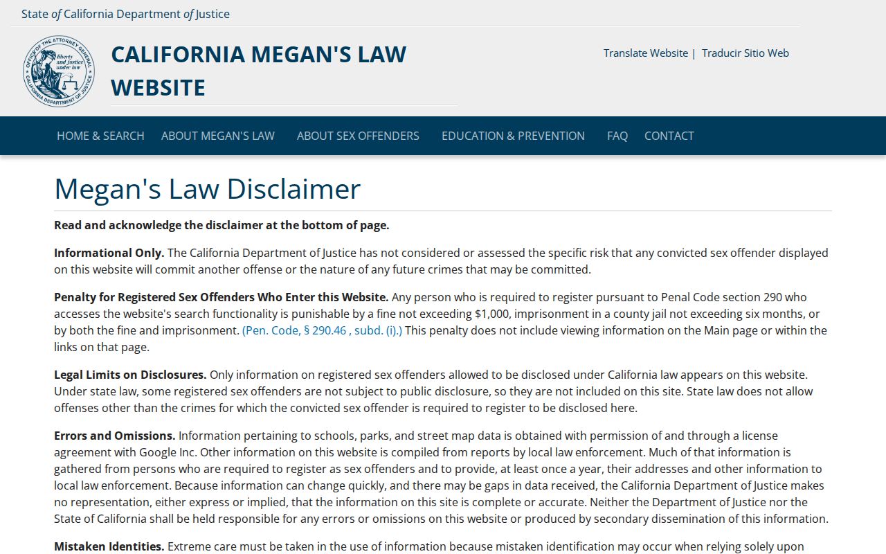 West Hollywood neighbors, California Megan's Law registry search