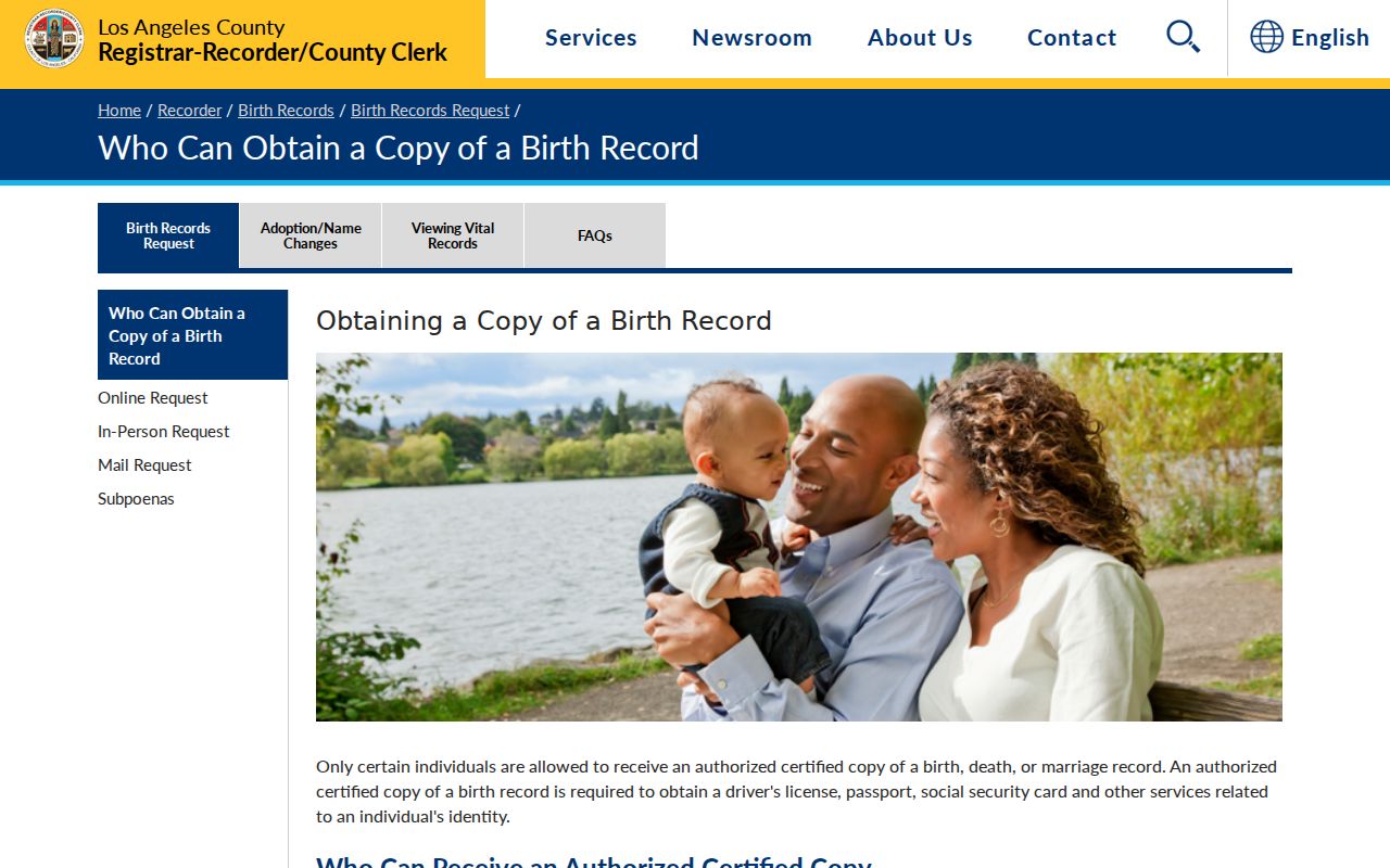 West Hollywood resident lookup, Los Angeles County birth records